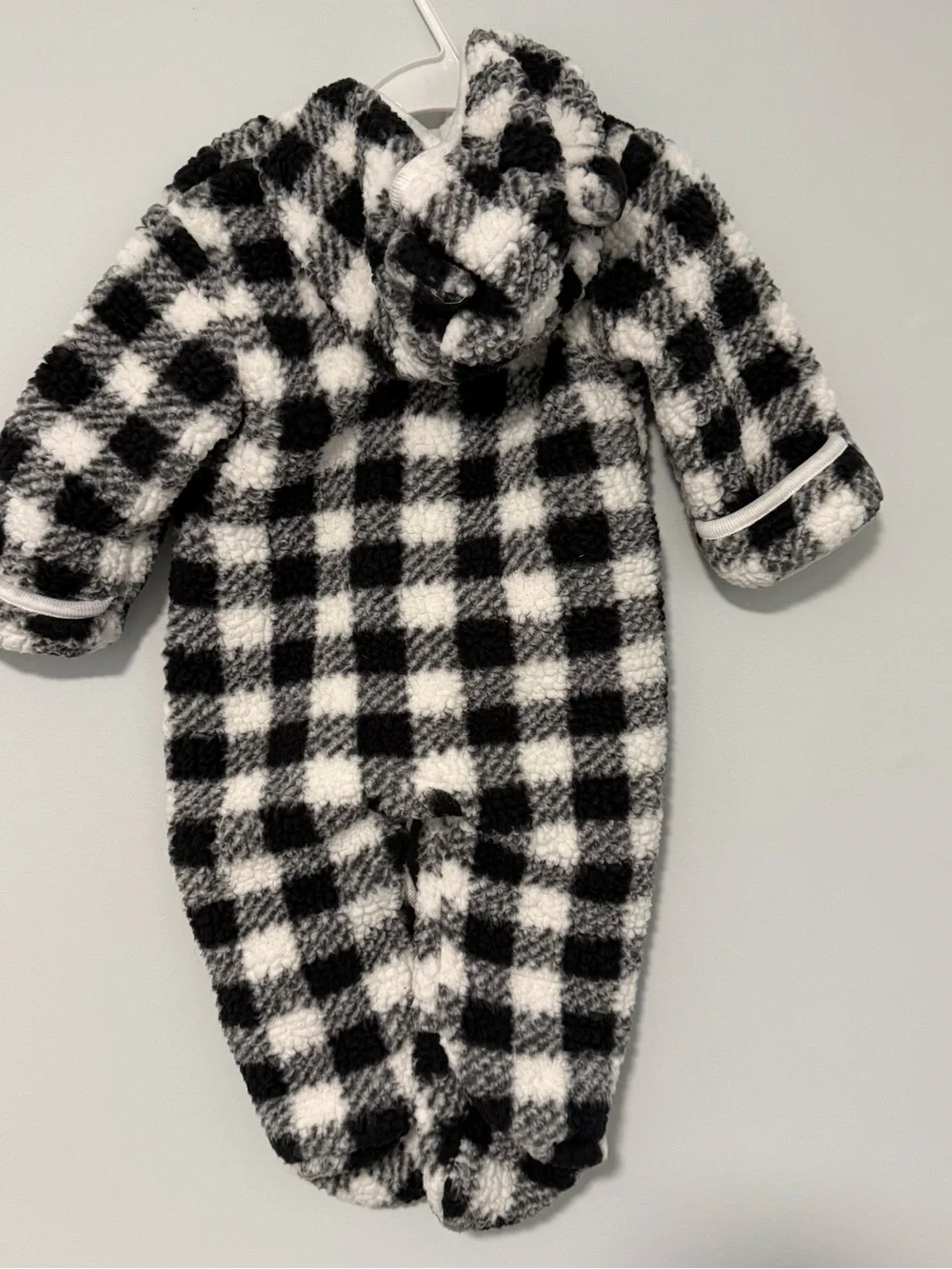 The Children's Place Black & White Sherpa Zip Romper